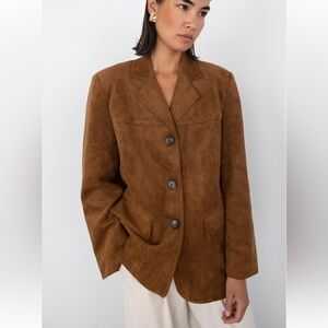 NWT OAK + FORT vegan Tan Suede Blazer